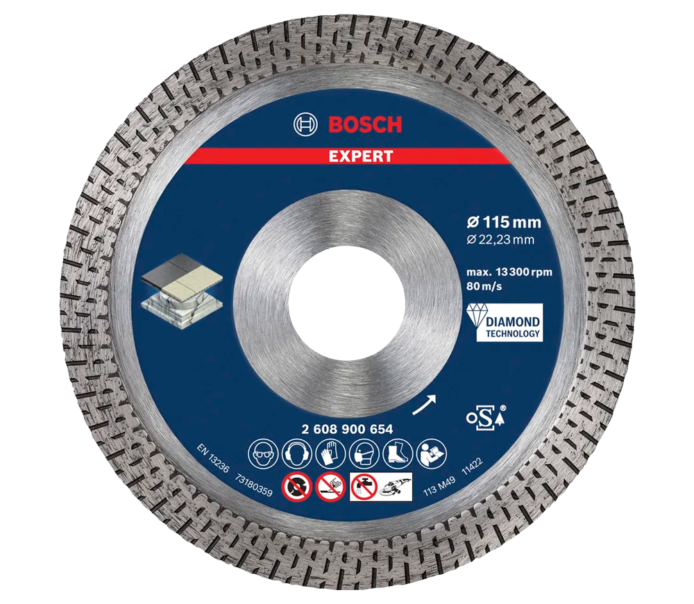 Disc de tăiat cu diamant BOSCH EXPERT HardCeramic 115mm Turbo Ceramică/Porțelan/Marmură