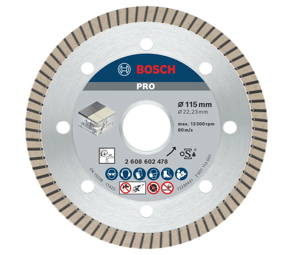 Disc de tăiat cu diamant BOSCH PRO Ceramic 125mm Turbo Ceramică/Porțelan/Marmură