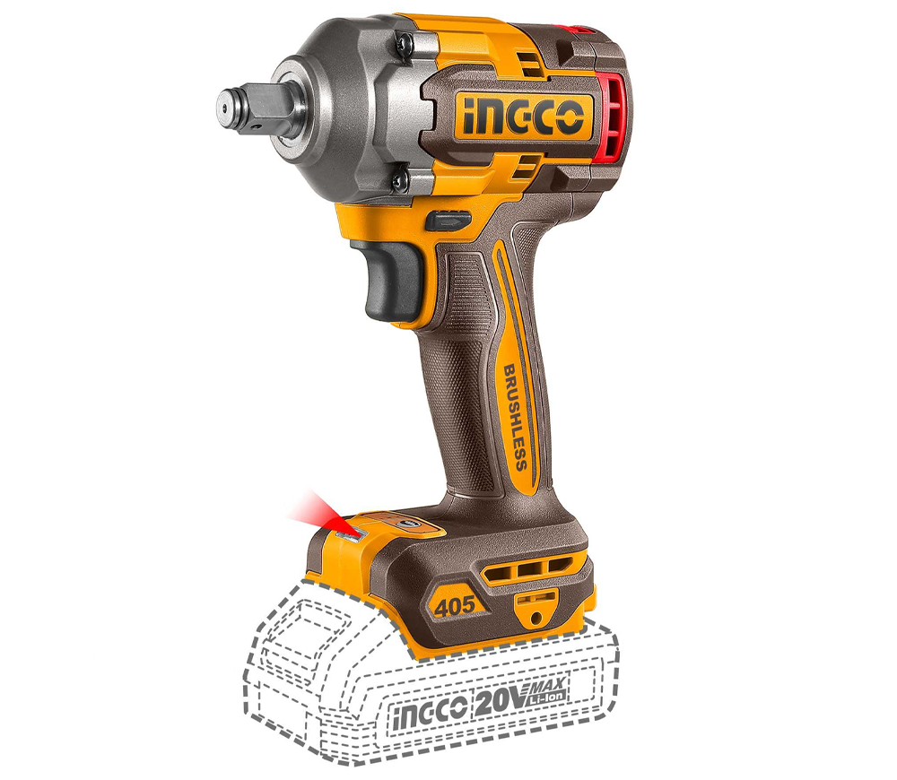 Mașină de &icirc;nșurubat cu impact cu acumulator INGCO CIWLI2045 20V 2Ah 555Nm