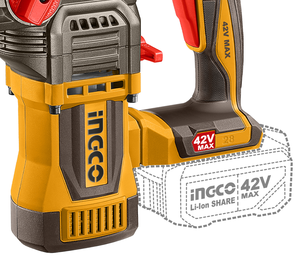 Ciocan rotopercutor cu acumulator INGCO CRHLI422882 4.5J 42V 2.5Ah-4