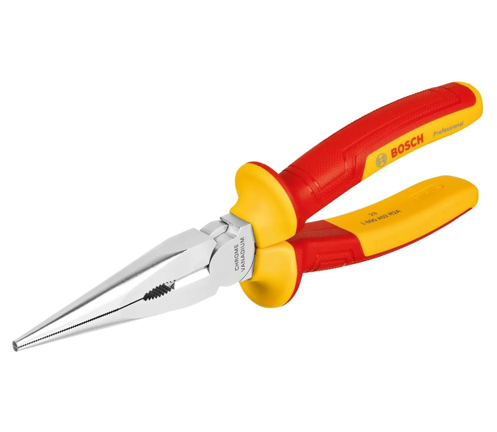 Clești cu falci drepte de electrician BOSCH VDE Long Nose Pliers Straight 200mm