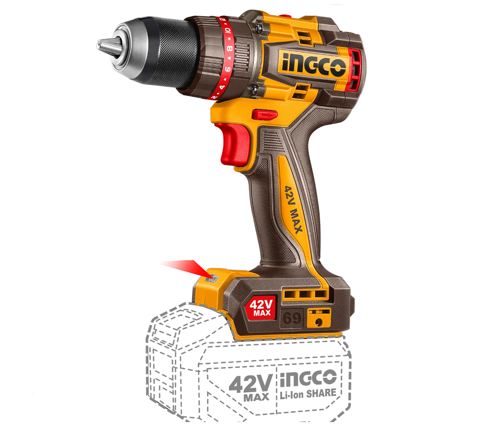 Mașină de înșurubat cu percuție cu acum. INGCO CIDLI426981 42V 2Ah