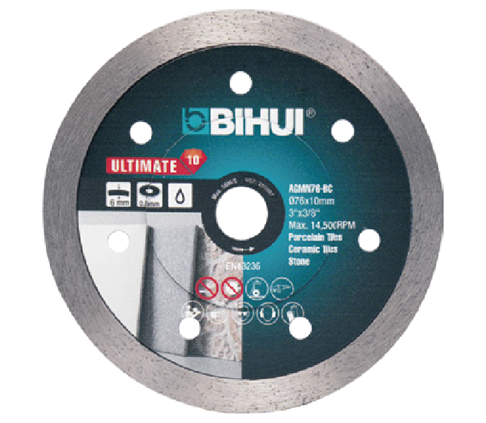 Disc de tăiat cu diamant BIHUI AGMN76-BC 76mm Solid Ceramică/Porțelan/Marmură