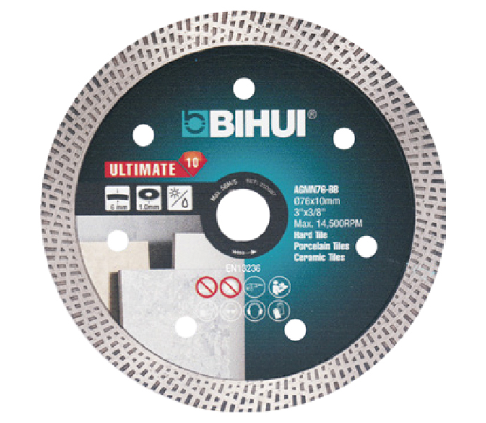 Disc de tăiat cu diamant BIHUI AGMN76-BB 76mm Turbo Ceramică/Porțelan/Marmură