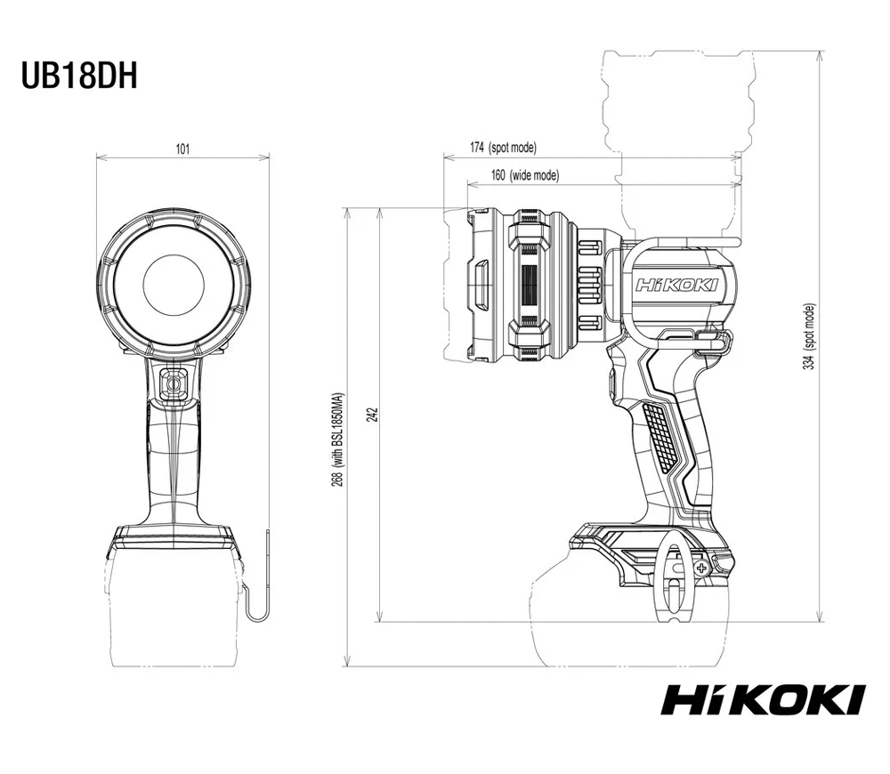 Lanternă construcții cu acumulator HIKOKI UB18DHW4Z 1050lm 18V-4
