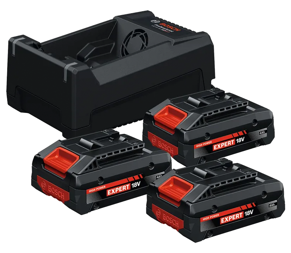 &Icirc;ncărcător cu 3 acumulatoare BOSCH EXBA18V-40 + GAL12V/18V-80 170w 18V 8A
