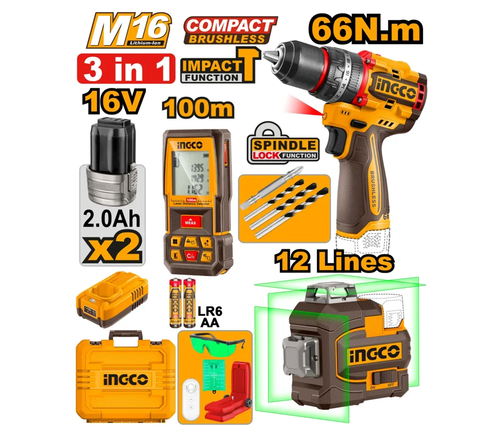 Set de unelte cu acumulator INGCO COSLI250995