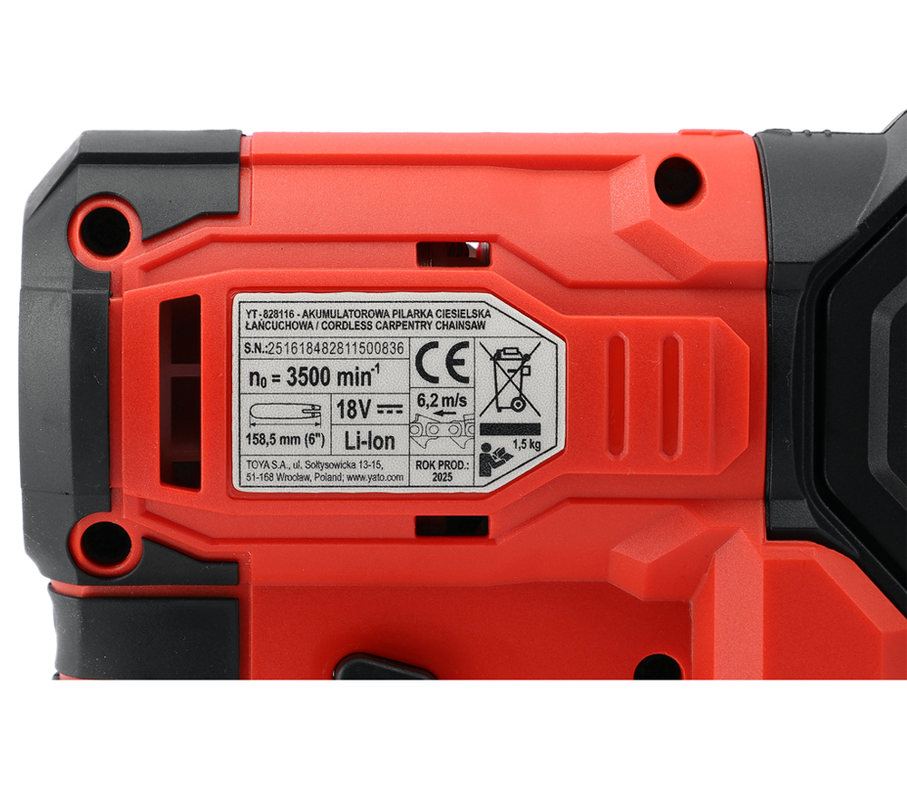 Fierăstrău cu lanț cu acumulator YATO YT828115 150mm 18V 4Ah-11