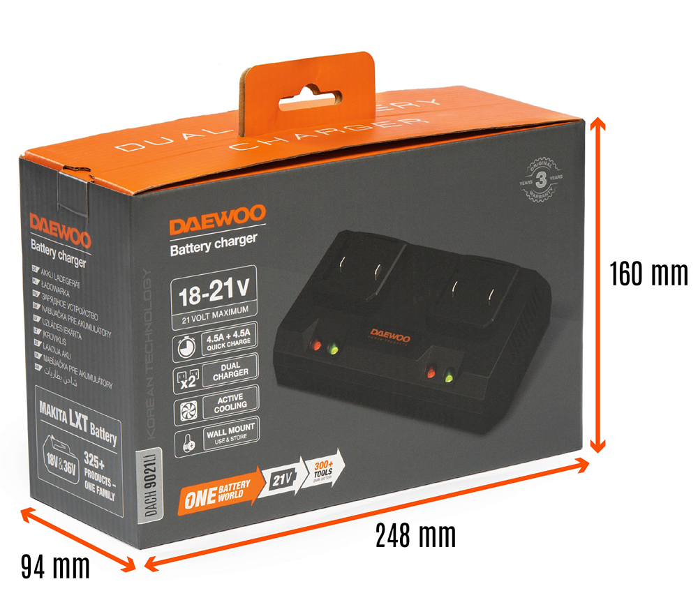 Двойное зарядное устройство DAEWOO DACH 9021Li 200вт 21В 9A-2