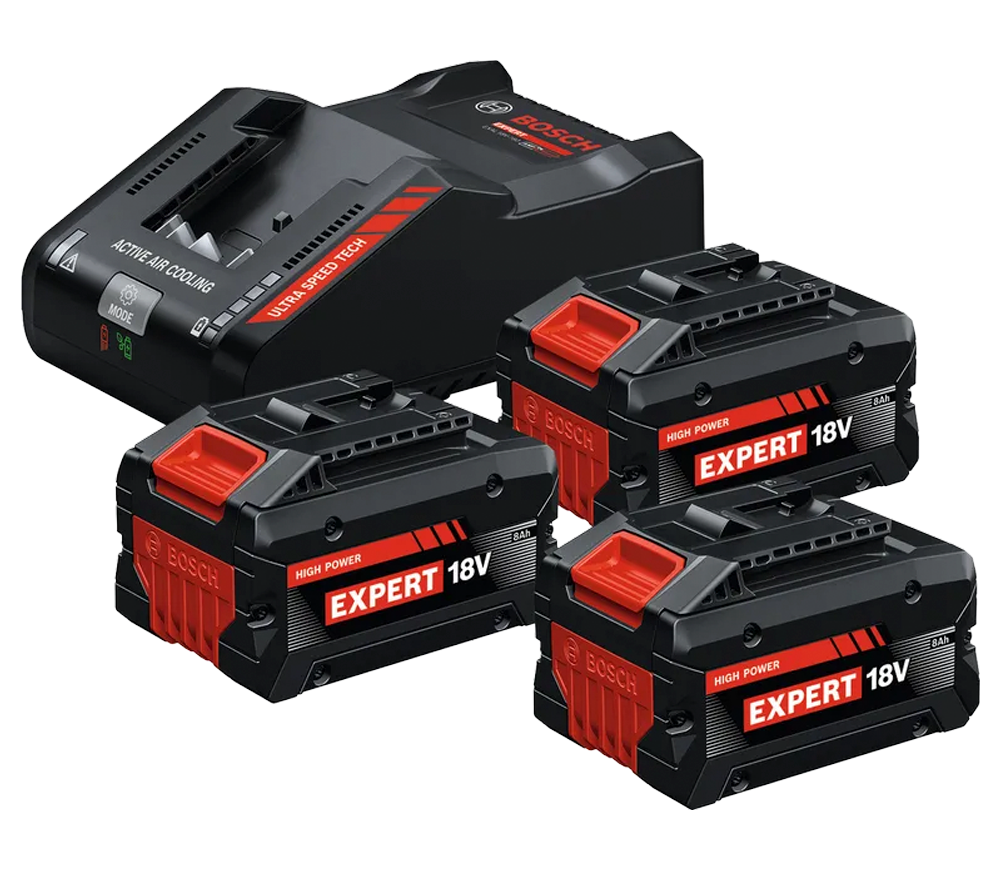 &Icirc;ncărcător cu 3 acumulatoare BOSCH EXBA18V-80 + EXAL18V-160 350w 18V 16A