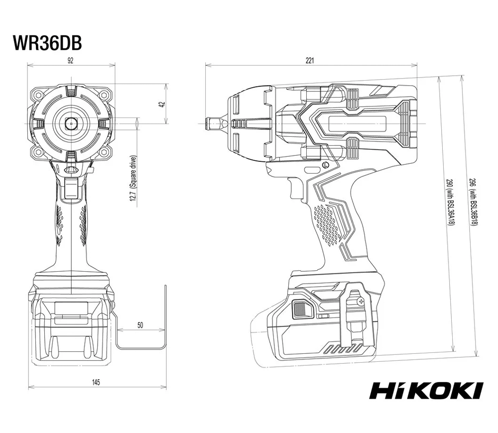 Гайковерт аккумуляторный (без АКБ) HIKOKI WR36DBW2Z 36В 1650Нм-3