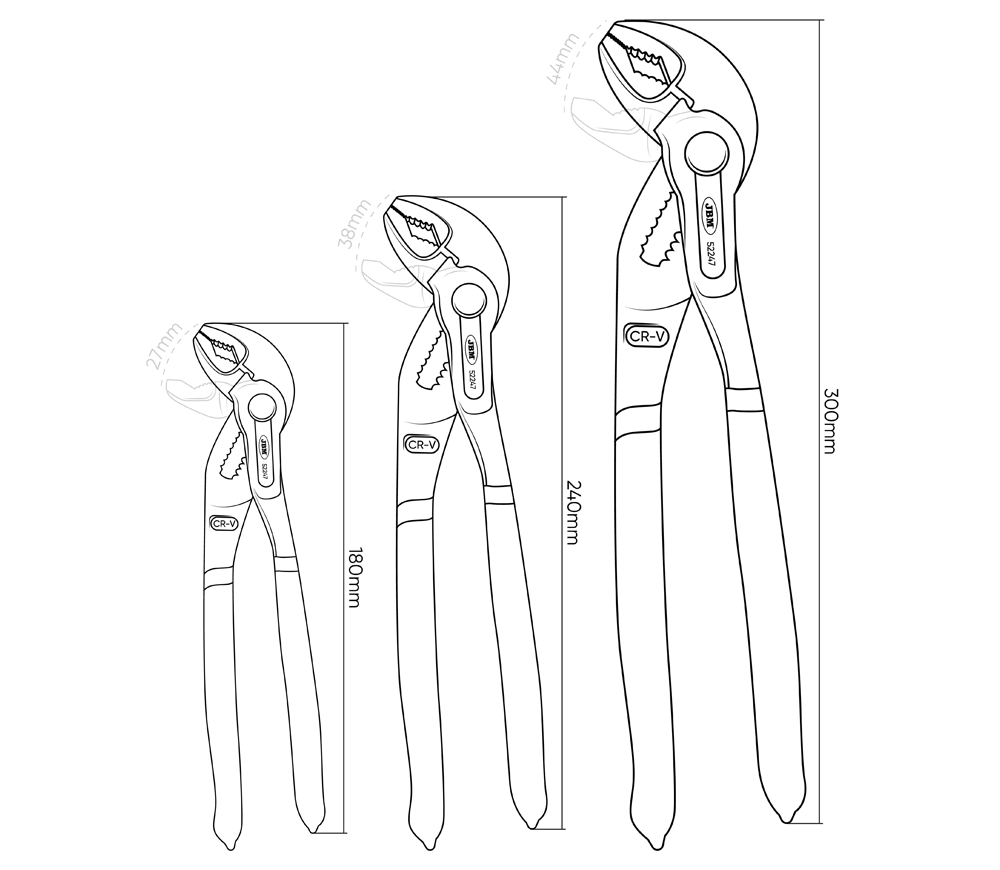 Set de 3 clești reglabili tip papagal JBM 53483 180/240/300mm-4
