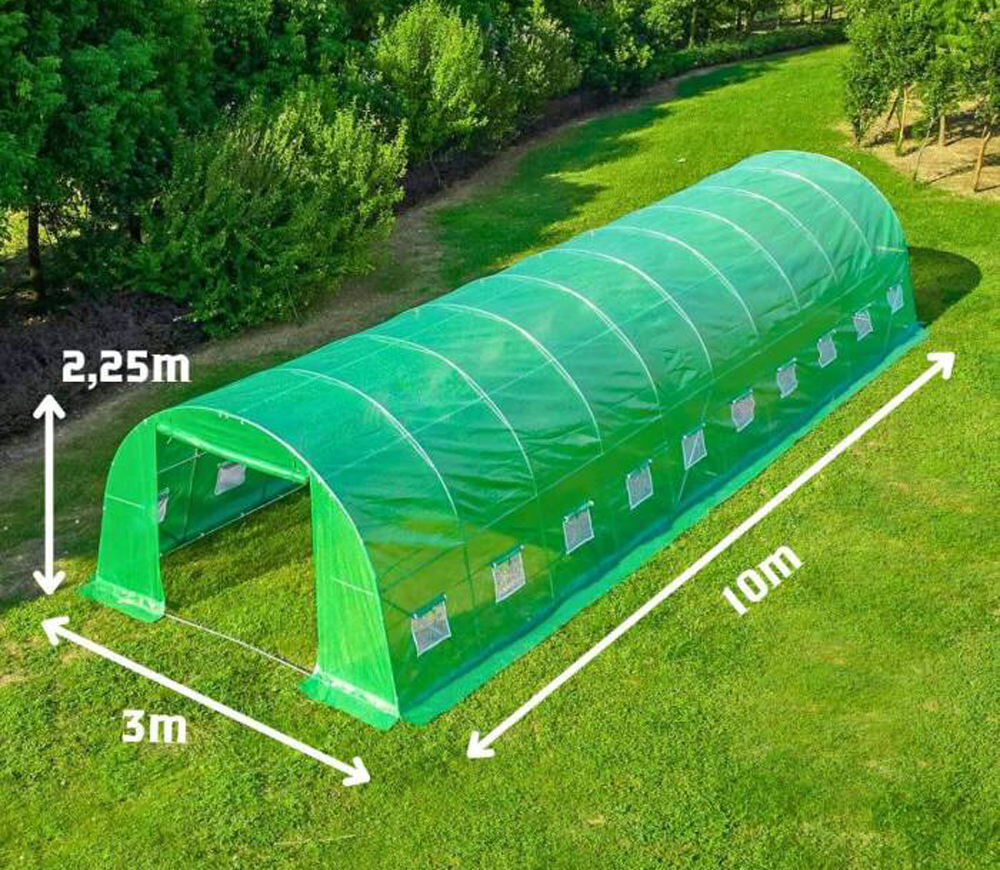Seră arcuită TEHNO-MS 10x3x2.25 mm 30m² Verde