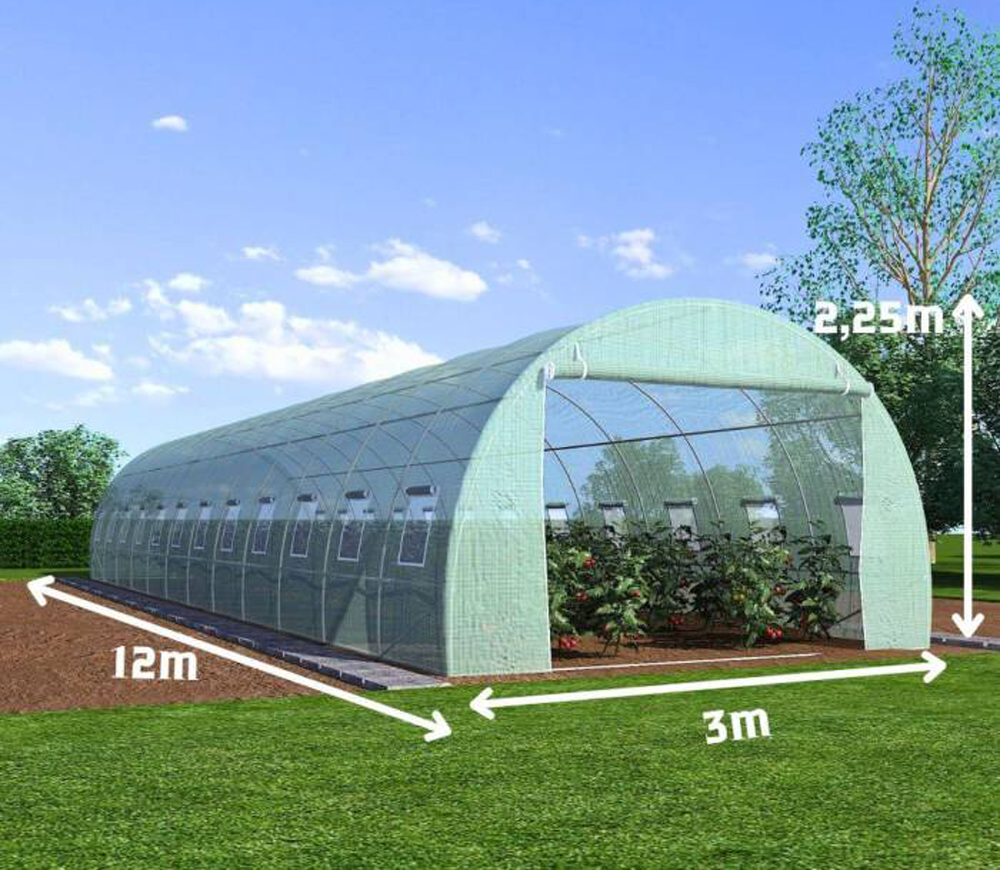Seră arcuită TEHNO-MS 12x3x2.5 m 36m² Verde