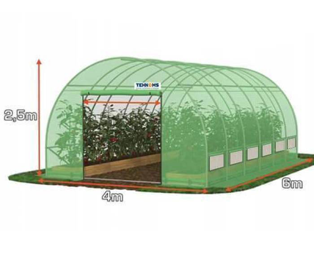 Seră arcuită TEHNO-MS 6x4x2.5 mm 24m² Verde